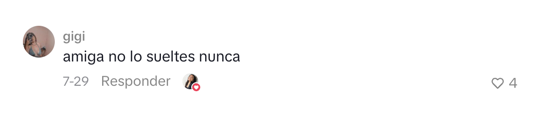 Comentario de una persona sobre amooor