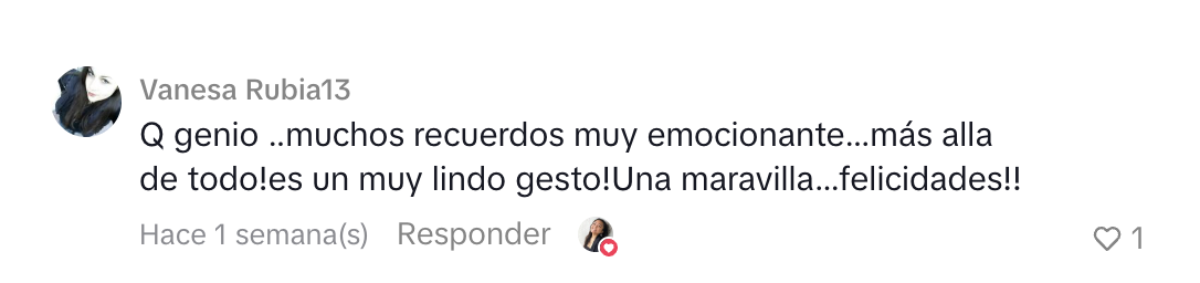 Comentario de una persona sobre amooor