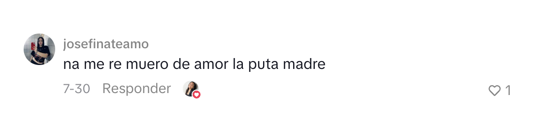 Comentario de una persona sobre amooor